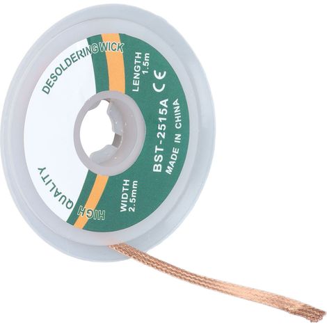 Entlötdraht aus Kupferlegierung, Entlötlitze, Entferner ohne Reinigung, Lötsauger, 1,5 Meter, 2,5 mm (2515A) (1/5)