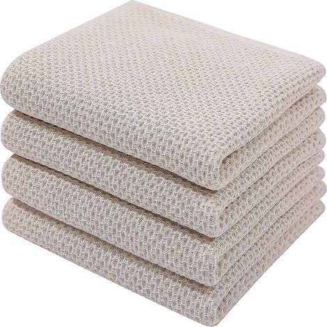 Lot de 6 torchons de cuisine en coton gaufré, ultra doux, absorbants et à séchage rapide, couleur abricot, 34 x 73 cm (1/5)
