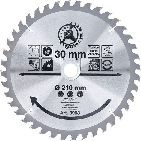 KRAFTMANN 3953  LAME DE SCIE CIRCULAIRE EN MÉTAL DUR  Ø 210 X 30 X 2,6 MM  40 DENTS (1/3)