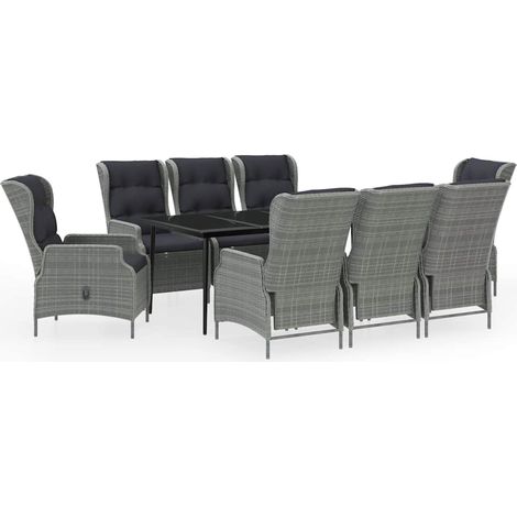 Maison Exclusive - Set da Pranzo da Giardino 9 pz Grigio Chiaro (1/5)