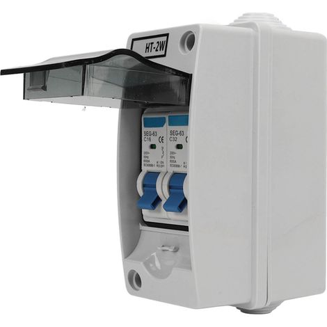 Disjoncteur miniature étanche 2P MCB type C pour extérieur, avec boîtier, 230 V, C16 C32 (1/5)