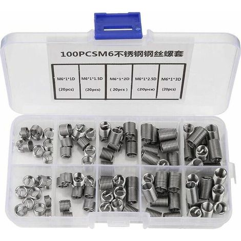 royaluxe -M6 Insert Fileté, 100pcs M6 Filets Rapportés Inserts de Filetage Hélicoïdal à Fil Spiralé en Acier Inoxydable (1/5)