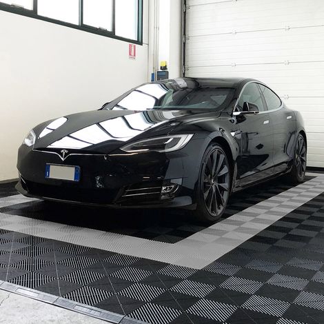 Kit da 6 piastrelle 1 mq SOGI PAV-03-GR1 in PP per pavimento officina e garage - colore grigio, KIT  6 pz - 1 mq