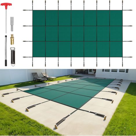 VEVOR Cubierta de Seguridad para Piscina Tamaño de Cubierta 5,5x10,4 m Cobertor para Piscina Rectangular Tamaño de Piscina 4,9x9,8 m Lona de Piscina para Piscinas Enterradas de Hogar Jardín Hotel