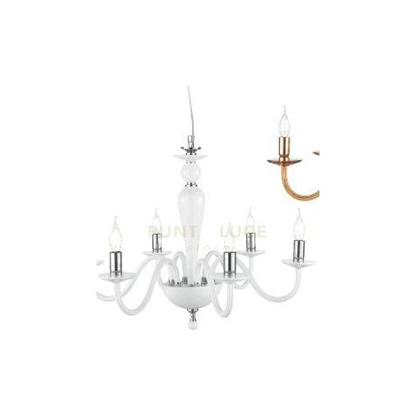 LAMPADARIO PAGANINI 12 LUCI BIANCO CROMO ATTACCO E14 D.84CM