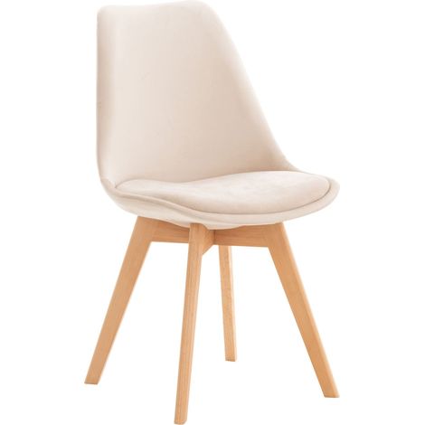 Chaise de salle à manger x1 design scandinave en velours beige et pieds en bois clair 100002280 (1/5)