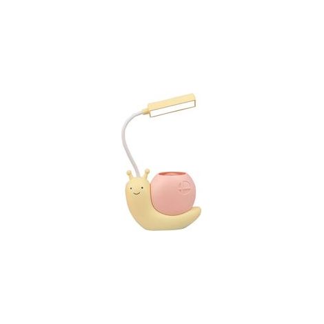 Kinderlampe mit Stifthalter, LED-Schreibtischlampe für Kinder, schneckenförmige, USB-wiederaufladbare Lampe mit Augenschutz für Schüler und 360° verstellbarem, flexiblem Hals, gelb - Crezuo