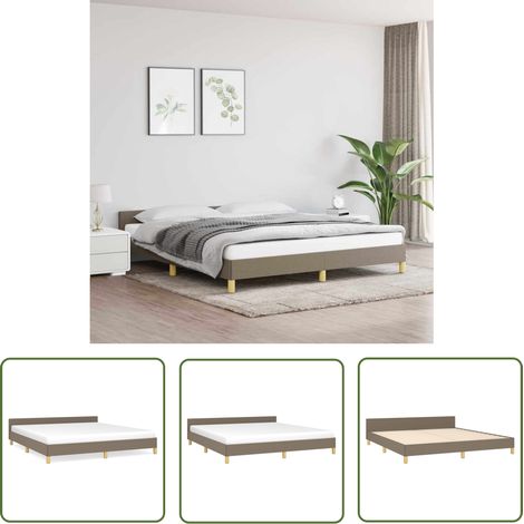The Living Store Cadre de lit sans matelas taupe 180x200 cm tissu - Cadre De Lit - Lit Double - Literie - Meuble Chambre - Têtière (1/5)