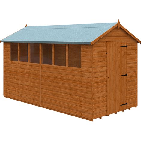 12 x 6 Feet Super Apex 12mm Shed - Solid Wood/Softwood/Pine - L355 x W175 x H217.9 cm - Burnt Orange