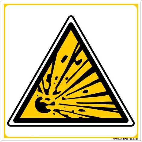 Panneau DANGER MATIERES EXPLOSIVES (C0041) - Adhésif - 125 x 125 mm