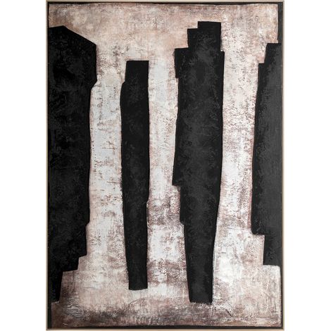 Tableau contemporain en toile tons neutres finition translucide - Tons neutres beige et gris clair (1/4)