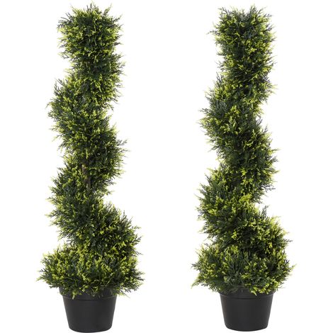 Cèdre spiralé artificiel avec pot 90 cm vert