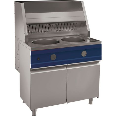 Friteuse à gaz de 2x 13 litres sur meuble avec portes - VIRTUS