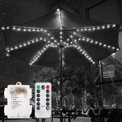 Etanche 104LED Lampes pour Parasol de patio à piles Avec Télécommande 8 Modes Lumières (Blanc) [Classe énergétique A] (1/5)