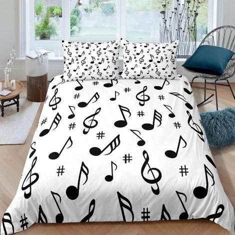 Bettwäsche-Set Musik 200x200cm 3-teilig 100% Mikrofaser mit 2 Kissenbezügen 80x80cm