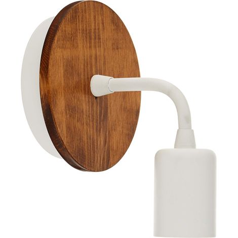 Lampe Murale Star, Applique, Blanc en métal, Bois, 12 x 10 x 13 cm, 1 x E27, Max 100 W (1/3)