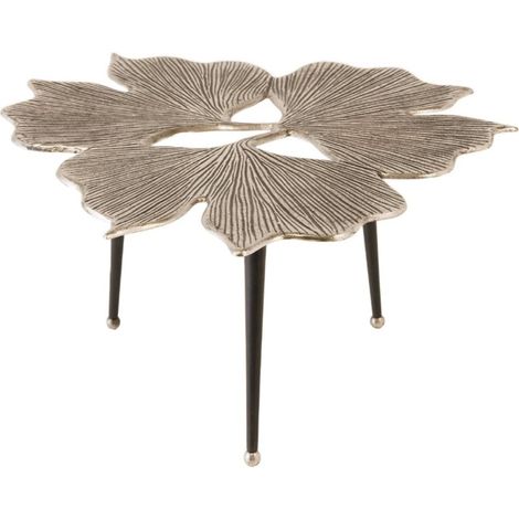 Table basse LOTUSIA argentée 75 cm – Design floral sculptural en aluminium (1/5)