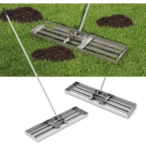 Râteau de nivellement de pelouse avec poignée Ergonomique - en métal - pour Jardin, Golf et Jardin - Argenté - 91 x 25 cm (1/5)