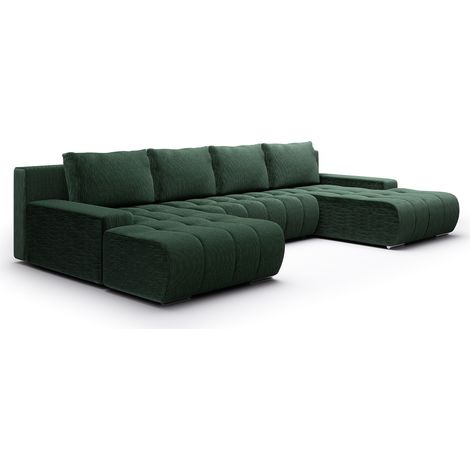 U-Sofa 5-sitzig umbaubar Truhe Jonas Cord Tannengrün
