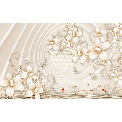 Papier peint panoramique - Fleurs 3D - 130 cm x 81 cm (1/2)