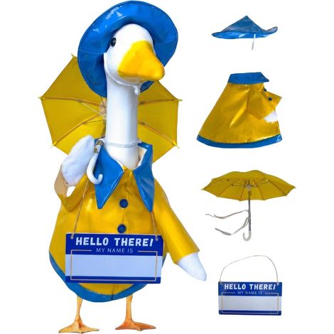 Disfraz de oie de jardin en ciment, impermeable, 58 cm (azul y amarillo) (1/5)