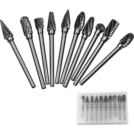 10 Pièces Fraises Double Coupe Carbure de Tungstène 6mm Diamètre Tige 3mm pour Sculpture (1/2)