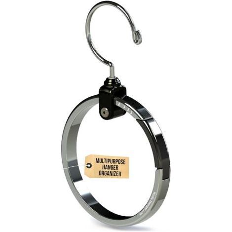 1 multi-purpose hanger in stainless steel with a diameter of 10.5 cm - space-saving - suitable for hanging belts, handbags, etc. (1/5)