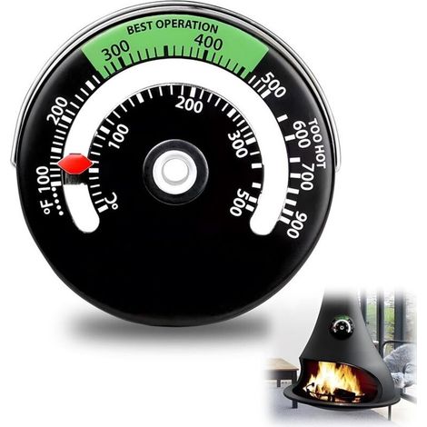 Thermomètre magnétique pour poêle à bois et cheminée – mesure précise jusqu’à 500 °C, fixation facile sur tuyau rond en acier (1/5)