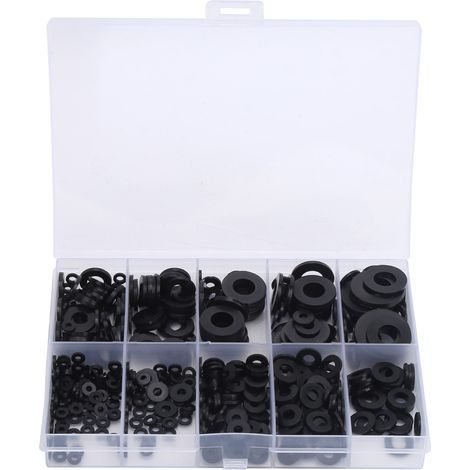 Packung mit 500 schwarzen Nylon-Unterlegscheiben – Industriebedarf – Größen M2, M2,5, M3, M4, M5, M6, M8, M10 (1/5)