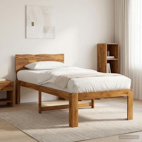 vidaXL Single Bed Frame with Headboard ROSTOCK Natural 100 x 200 cm (1/5)