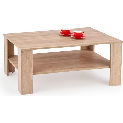 Mesa de centro Houston 361, Roble Sonoma, 53x65x110cm, Diámetro: 0, MDF, Angular