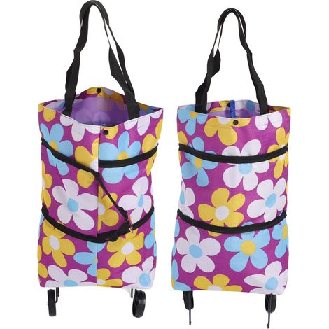 Sac à roulettes pliable en toile, sac de courses multifonctionnel à roulettes pour personnes âgées de type 1 (1/5)