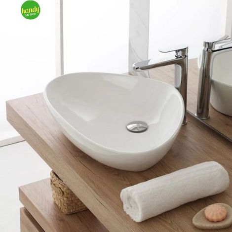 Lavabo da Appoggio Bagno Triangolare in Ceramica Lavandino Ciotola (1/3)