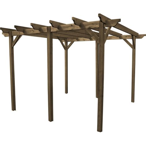 Garden Pergola 6 Posts - Wood - L180 x W780 x H270 cm - Rustic Brown