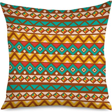 Housse de coussin imprimé zigzag, ethnique (1/5)