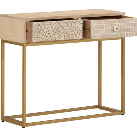 Maison Exclusive - Tavolo Consolle 90x30x76 cm in Legno Massello di Mango e Ferro (1/5)