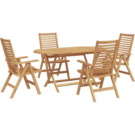 Maison Exclusive - Set da Pranzo per Giardino 5 pz Marrone Legno di teak solido (1/4)