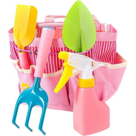 Kit d'outils de jardinage pour enfants – Râteau, pelle et accessoires pour le jardin et la plage – 5 pièces en 1 set Fournitures de jardinage 1 arrosoir, 1 pelle carrée, 1 pelle pointue, 1 râteau (1/3)