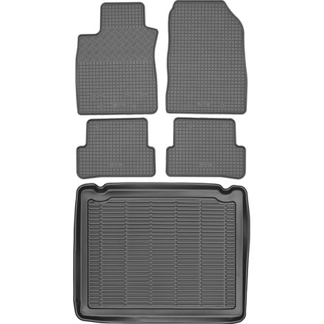 Set di tappetini in gomma per auto e tappetino per bagagliaio per Renault Clio III Station Wagon dal 2006 al 2012.
