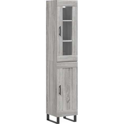 Buffet bahut commode armoire meuble de rangement organisateur cuisine salle de séjour salon haut sonoma 34,5 x 34 x 180 cm bois d'ingénierie gris