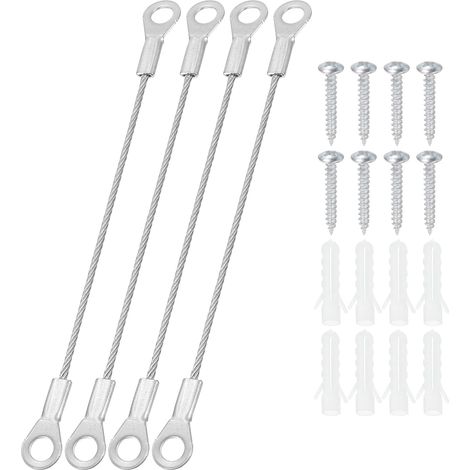 Sicherheitskabel – 4er-Pack – Edelstahl 304 – Hängekabel für Beleuchtung und Dekoration – Inkl. Schrauben und Dübel – 1,5 mm x 10 cm (1/5)
