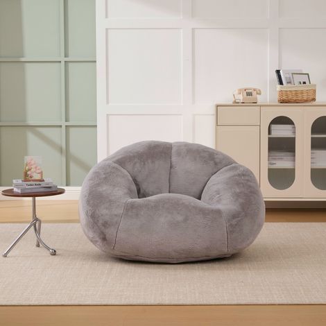 Pouf canapé moelleux 100x90x57 cm confortable coussin antidérapant housse non amovible sans montage - Gris clair