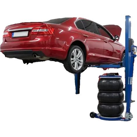 Crick pneumatique, capacité de 5 tonnes, hauteur réglable, Rouge (1/2)