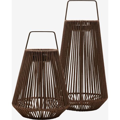 Set di 2 lampade da tavolo solari LED wireless per esterni in ferro e corda intrecciata Liberian SKLUM (1/5)