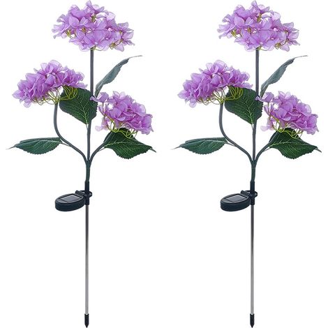 1 Guirlande lumineuse solaire, motif hortensia coloré, tiges ajustables, décoration jardin extérieur (1/5)