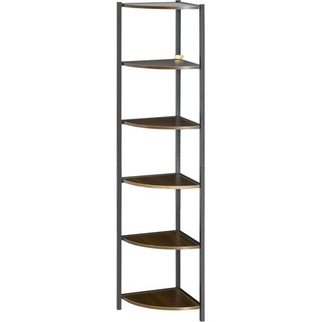 HOMCOM Libreria ad Angolo Moderna a 6 Ripiani in MDF e Metallo 34x34x166cm (1/5)