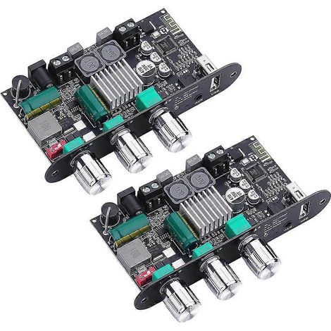 Lot de 2 cartes amplificateur mono Bluetooth 5.3 ZK-1001U avec TWS et Boost, mini-amplificateur audio 100 W, réglages des aigus et des graves, USB, AUX, BT, alimentation CC 9-24 V - JBMEDIA (1/4)