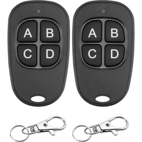 2 Pièces Telecommande Universelle Portail 433Mhz, Clonage Garage Porte Telecommande Clés à 4 Boutons, Longue Distance Duplicateur Sans Fil Clonage pour Porte Garage Électrique (1/4)