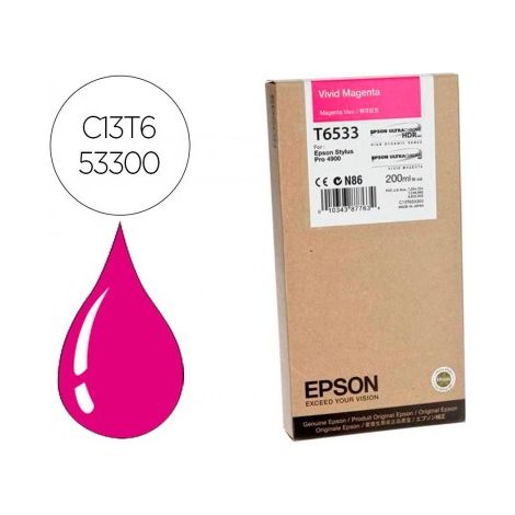 Epson Tintenkartusche Stylus Pro 4900, C13T653300, Vivid Magenta, 200ml (C13T653300)
