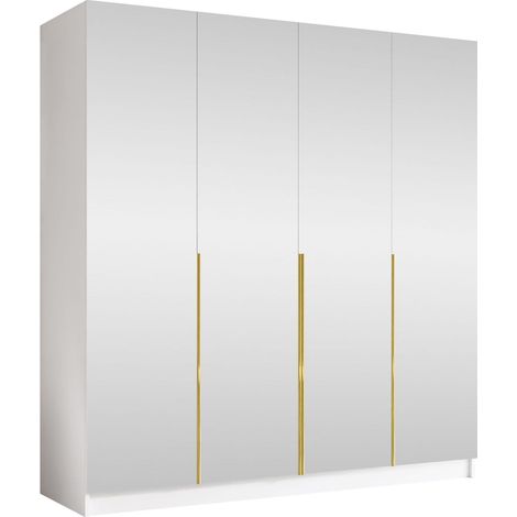 Armario Closico Navor III, Blanco + Dorado, 215x200x58cm, Puertas de armario: Con bisagras, Número de estantes: 0